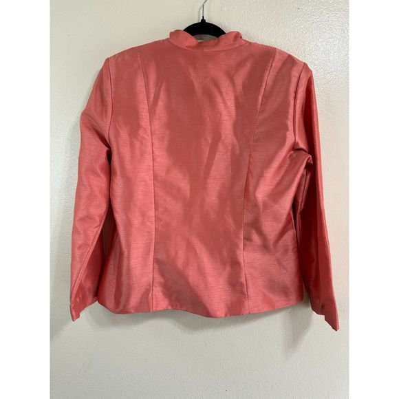 Leslie Fay Women's Peach Jacket with Embellishments & Bows 4-Front Button Sz 14 - Picture 3 of 3